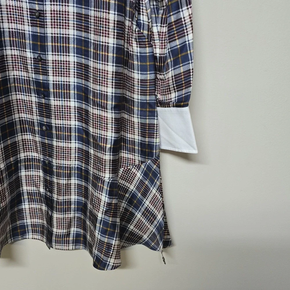 Tory Burch‎ Cora Milano Tartan Plaid Silk Shirt Dress Sz 12 NWT $448